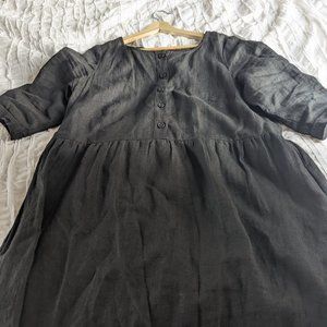 Pyne & Smith Model No.12 Dress in Black Linen - XL